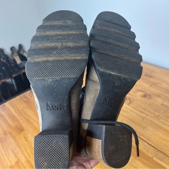 Sorrel Addington Brown Leather Lace Up Block Heel Ankle Boots Size 8 - Picture 7 of 8